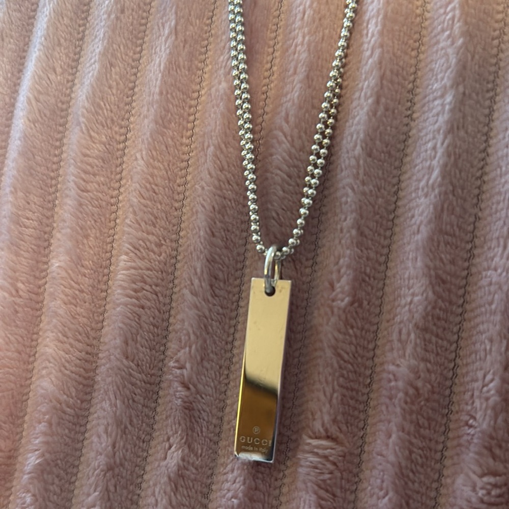 Gucci Bar Tag Double Strand Sterling Silver necklace - Picture 7 of 9